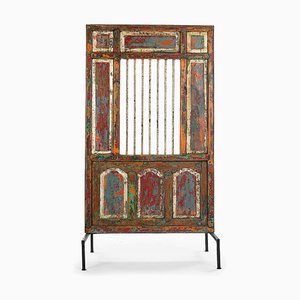 Patinated Wooden Window with Bars