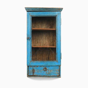 Vetrina in legno con patina blu