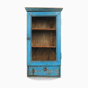 Wooden Showcase with Blue Patina