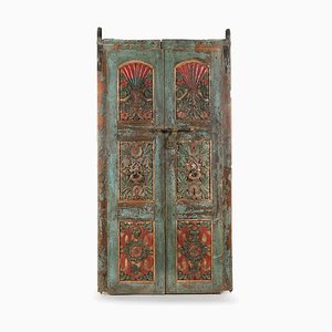 Puerta vintage de madera policromada