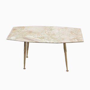 Table Basse Octogonale en Marbre et Laiton, Italie, 1950s