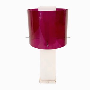 French Opaline and Purple Acrylic Glass Table Lamp by Boris Lacroix, 1960s