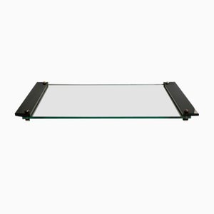 Large modernist Mirror and Black Glass Tray