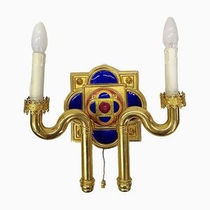 Gold Plated and Enamel Sconce by Jozsef Engelsz, 1970s