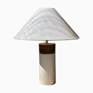 Lámpara de mesa de cerámica blanca y marrón de Bitossi, años 60