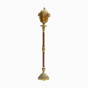 Lámpara de pie italiana de madera dorada, siglo XIX