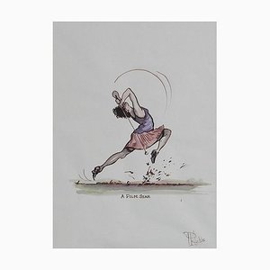 Caricature of a Film Star Golfer Painting by Peter Hobbs, 1950s