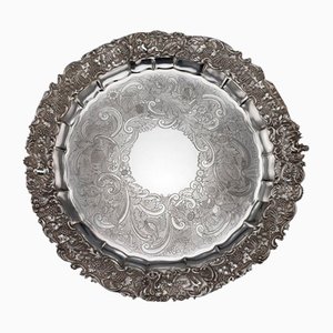 Bandeja Regency inglesa de plata sólida, siglo XIX de Jonathan Hayne, década de 1820