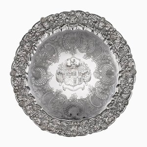 19th Century Georgian English Solid Silver Salver Tray from John Edward Terrey