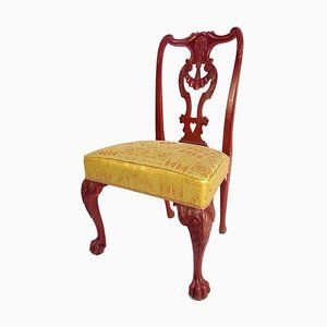 Set of Chippendale Style Red Lacquered Rosewood Chairs, 1880s