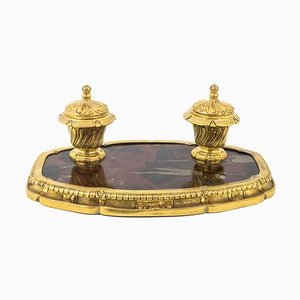 19th Century Gilt Bronze Inkwell with Chinese Style Lacquer