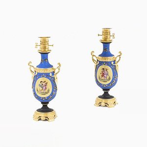 Napoléon Iii Neoclassical Style Porcelain Table Lamps, Set of 2