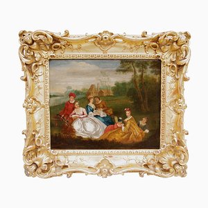 18th Century Romantic Genre Scene Oil On Canvas by Nicolas Lancret