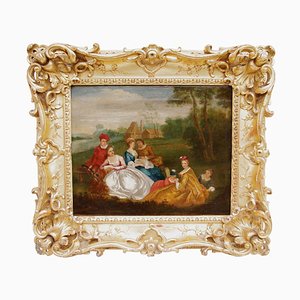 Óleo sobre lienzo con escena de género romántica del siglo XVIII de Nicolas Lancret