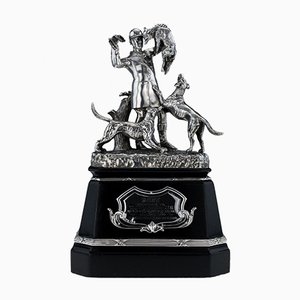Trofeo de caza inglés victoriano de plata maciza, siglo XIX de Elkington & Co, década de 1890