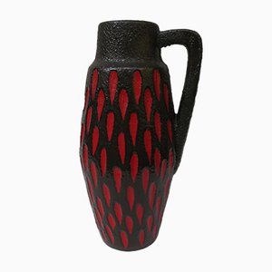 Jarrón Fat Lava de cerámica negra y roja de Scheurich, años 60