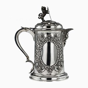 Large 19th Century Victorian English Solid Silver Flagon from Charles Boyton II, 1890s
