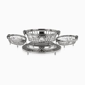 Antique Edwardian Neoclassical Solid Silver Jardiniere Set by Goldsmiths & Silversmiths Company, London, Set of 4