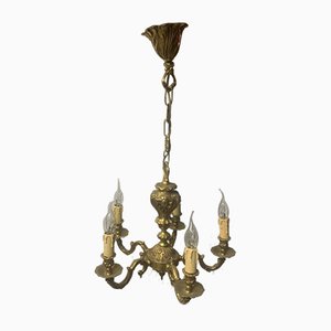 Lámpara de araña de bronce con seis brazos, años 20