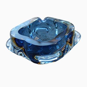 Cuenco azul de cristal de Murano de Seguso, años 60