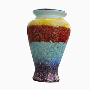 Jarrón multicolor de cristal de Murano de Avem, años 50