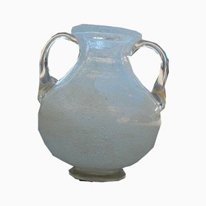 Jarrón de cristal de Murano blanco de Seguso, años 40