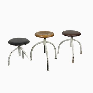 Vintage Industrial Adjustable Swivel Stools, Set of 3