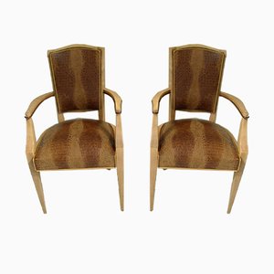 Art Deco Faux Crocodile Embossed Leather Armchairs, 1940s, Set of 2