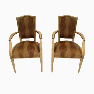 Fauteuils Art Déco en Cuir Embossé, 1940s, Set de 2