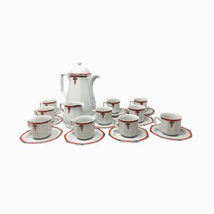 Art Deco White Coffee and Tea Set, 1930s, Set of 12