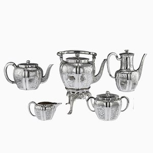 Antique 19th Century French Solid Silver Tea Set from Odiot, 1880s, Set of 5