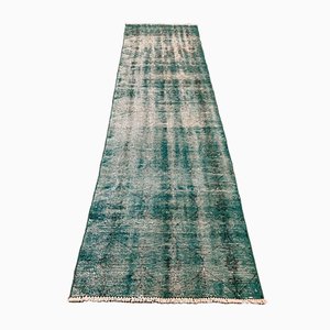 Alfombra de pasillo estrecho turca de lana tejida en verde