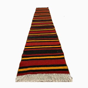 Tapis Kilim Vintage Shabby Chic Rouge et Noir, Turquie