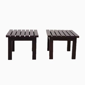 Mid-Century Dutch Slat Side Tables in the Style of Martin Visser, 1950s, Set of 2