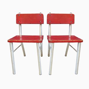 German Red and White High Chairs, 1960s, Set of 2