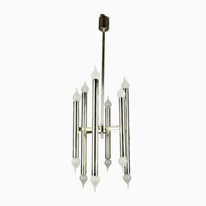 Mid-Century Italian Chrome 12-Light Chandelier, 1970s