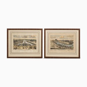 After Pierre Aveline, Parisian Scenes, 17th/20th Century, Etchings, Framed, Set of 2