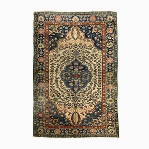 Tapis Tribal en Laiton Effet Beige et Bleu, 1940s