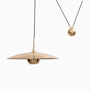 Mint Onos Polished Brass Pendant Lamp with Side Counterweight by Florian Schulz, 1990s