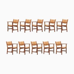 GE Armchairs in Leather by Hans J. Wegner for Getama, Denmark, 1960s, Set of 10