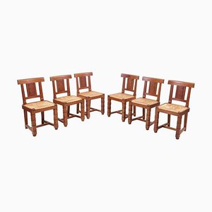 Wooden Chairs by Jacques Matteau, France, 1930s, Set of 6