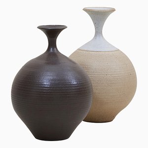 Vases Studio en Poterie en Grès par Bob Kinzie, USA, 1970s, Set de 2