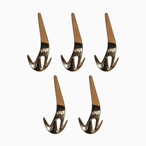 Nr. Ganci attaccapanni 4903 di Carl Auböck per Werkstätte Carl Auböck, set di 5