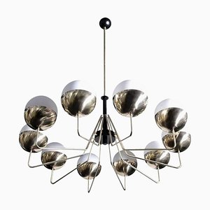 Large Brass and Glass Sputnik Chandelier in the Style of Stilnovo, 2000s