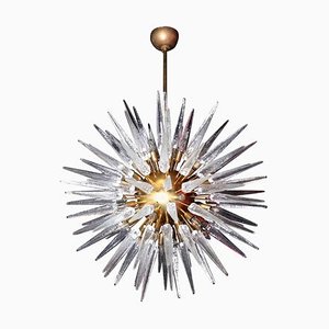 Large Murano Glass and Brass Chandelier