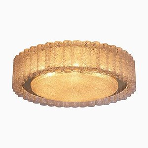 Large Glass Flush Mount or Sconce with Brass Surround from Doria Leuchten, 1960s