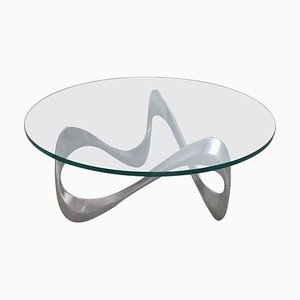 Aluminum and Glass Snake Coffee Table by Knut Hesterberg for Ronald Schmitt, 1960s