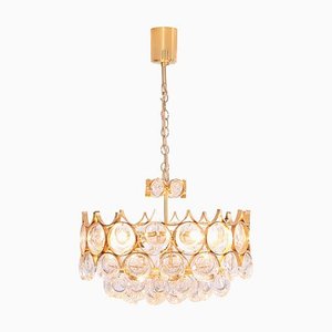 Gilded Brass and Glass Chandelier from Palwa, 1960s