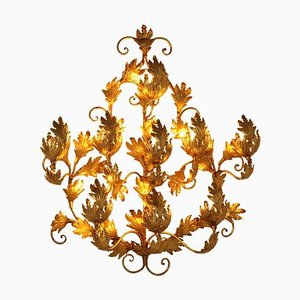 Large Gold Leaf Wall Light, 1970s