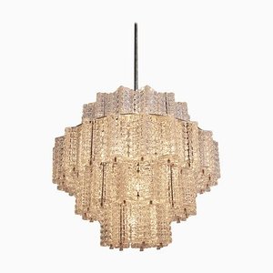 Large Glass Chandelier by Austrolux for Eba Leuchten, 1960s